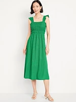 Fit & Flare Lightweight Smocked Midi Dress