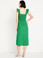 Fit & Flare Lightweight Smocked Midi Dress