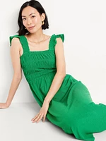 Fit & Flare Lightweight Smocked Midi Dress