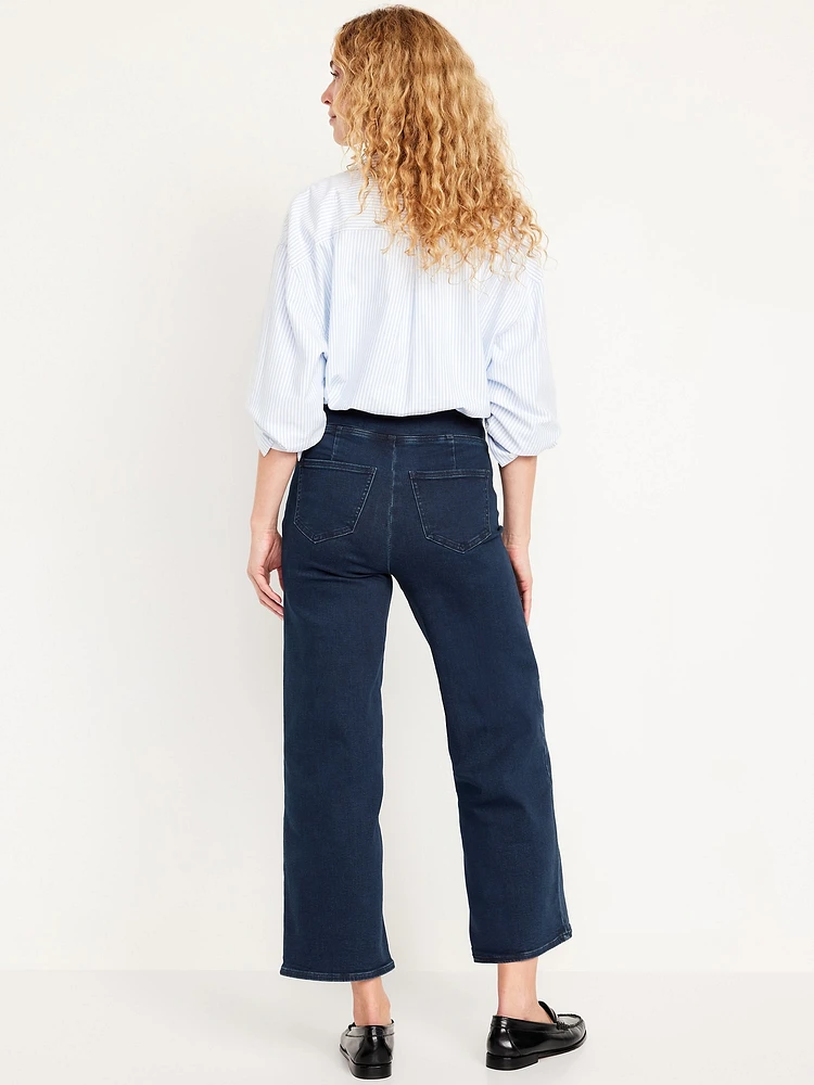 High-Waisted Weekender Pull-On Crop Wide-Leg Jeans