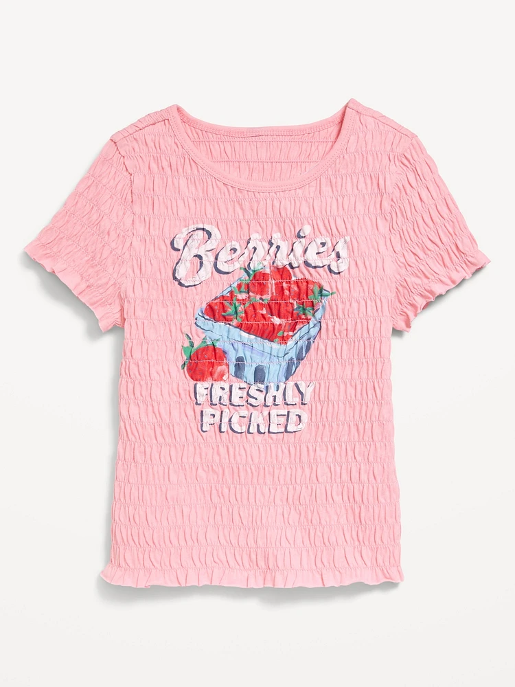 Short-Sleeve Smocked Graphic for Girls