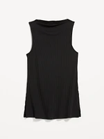 Slit-Neck Ribbed Top