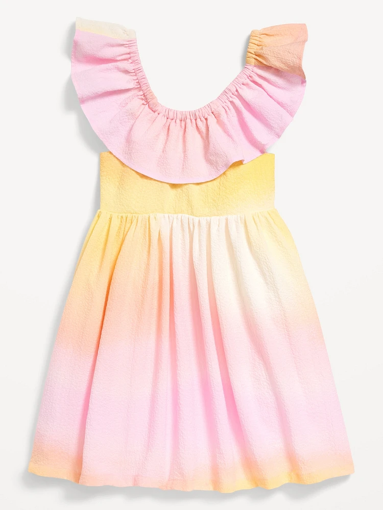 Sleeveless Ruffled Fit and Flare Dress for Toddler Girls