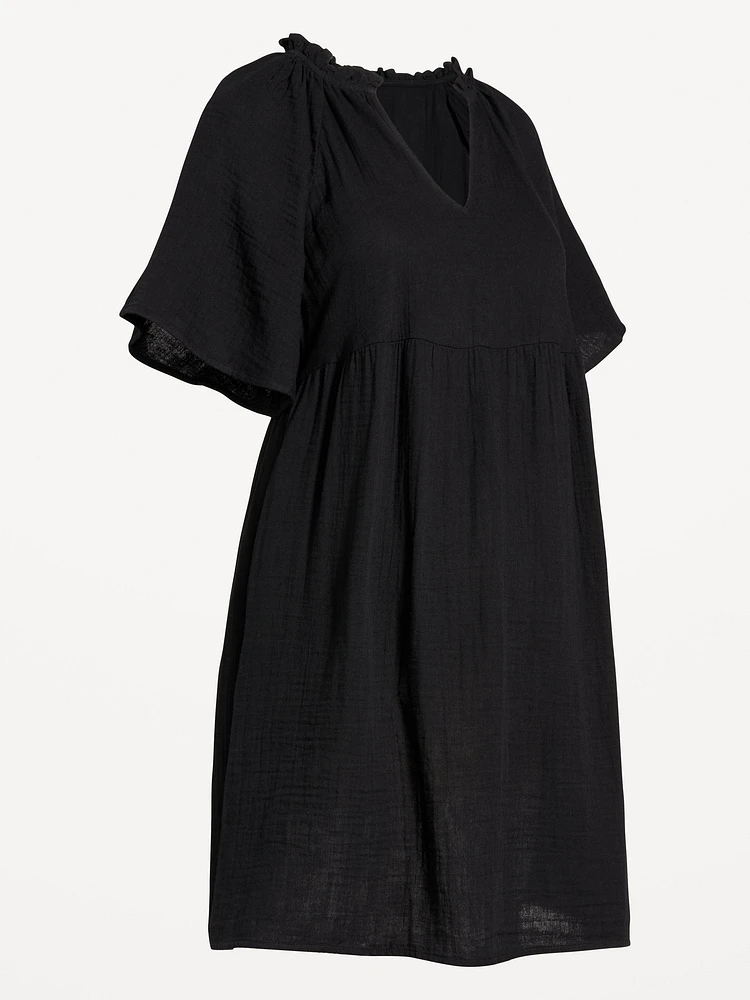 Robe courte de maternité en gaze froissée