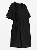 Robe courte de maternité en gaze froissée
