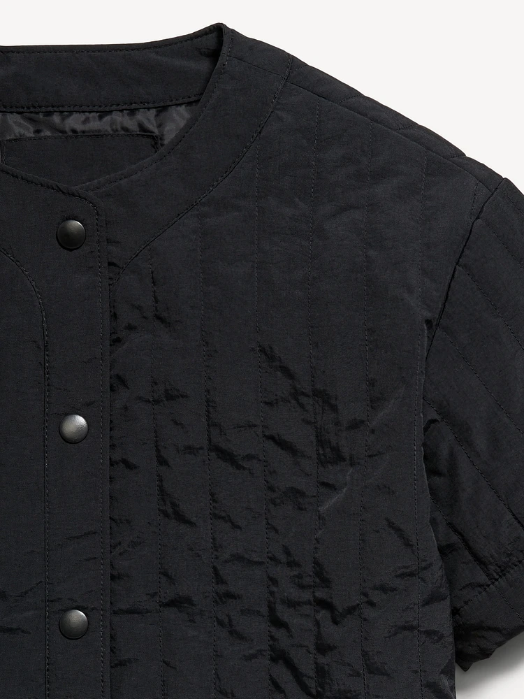 Oversized Quilted Baseball Jacket for Boys