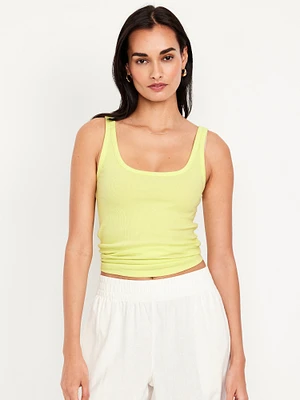 First-Layer Ribbed Scoop-Neck Tank Top