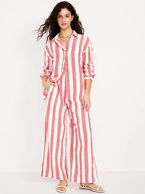 High-Waisted Crinkle Gauze Super Wide-Leg Pants