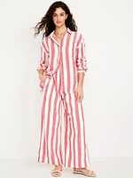 High-Waisted Crinkle Gauze Super Wide-Leg Pants