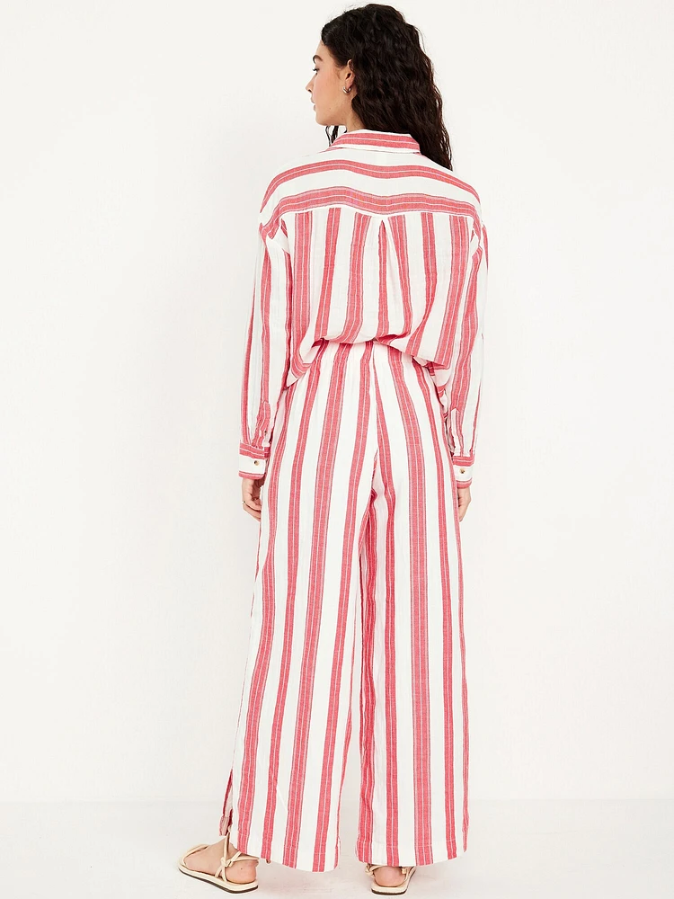 High-Waisted Crinkle Gauze Super Wide-Leg Pants