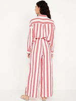 High-Waisted Crinkle Gauze Super Wide-Leg Pants