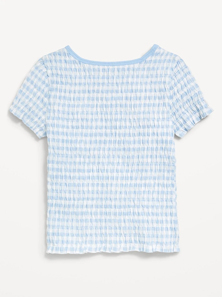 Printed Short-Sleeve Smocked Top for Girls