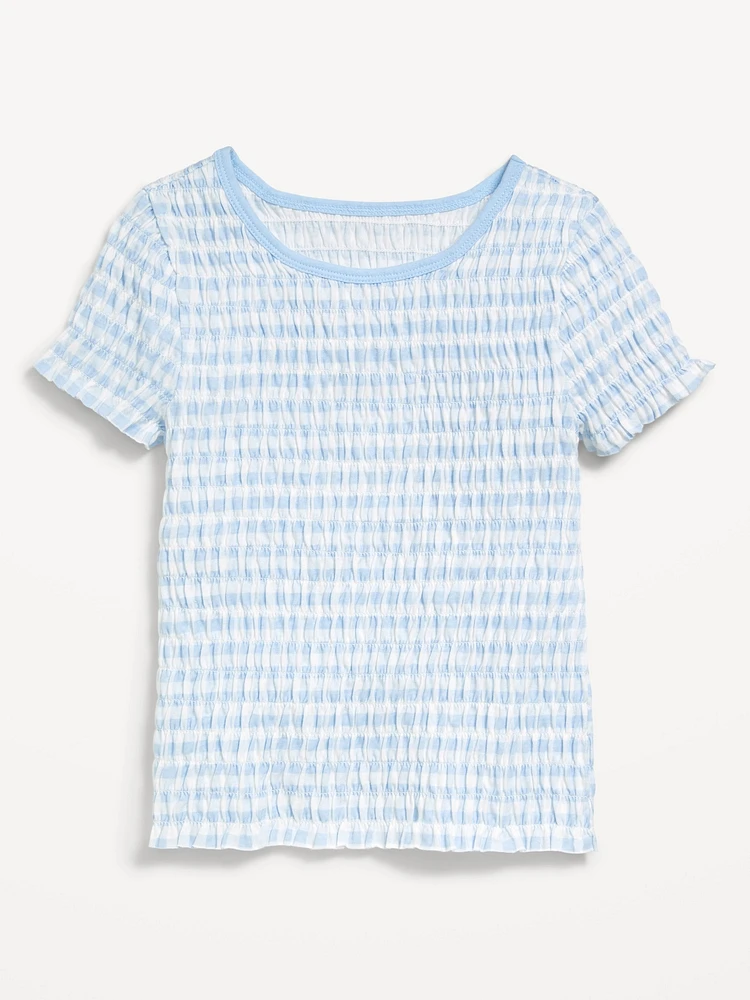 Printed Short-Sleeve Smocked Top for Girls