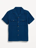 Short-Sleeve Double-Weave Pocket Shirt for Boys