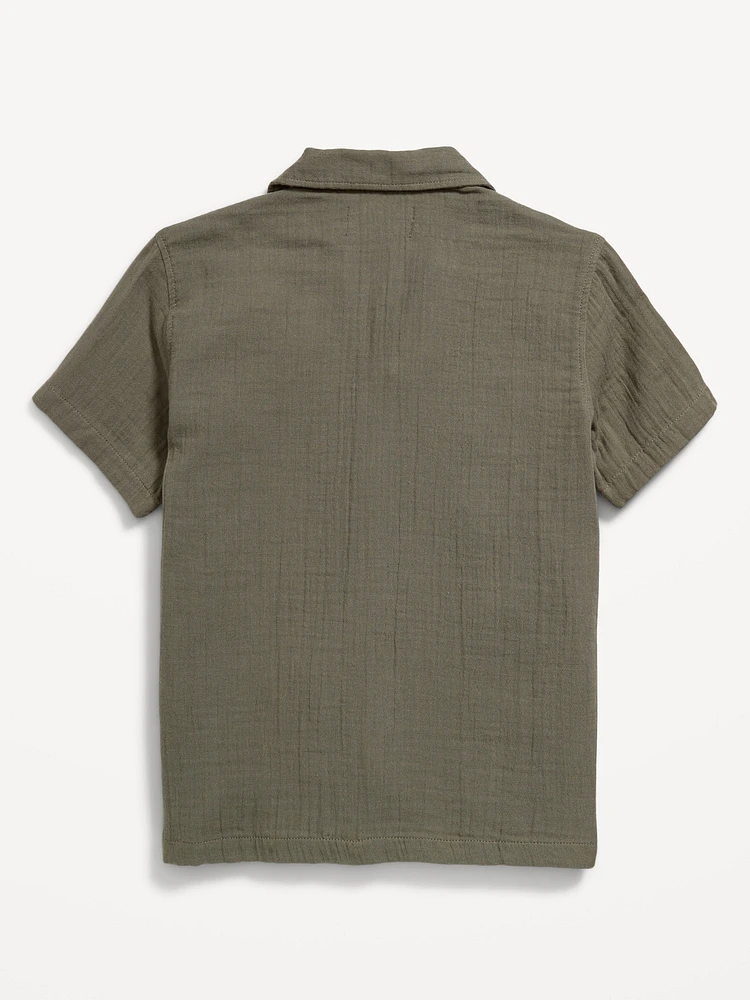 Short-Sleeve Double-Weave Pocket Shirt for Boys