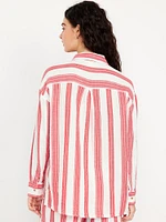 Crinkle Gauze Button-Down Shirt