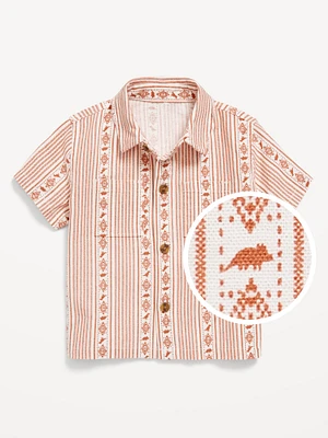 Printed Short-Sleeve Linen-Blend Pocket Shirt for Baby