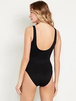 Textured One-Piece Cut-Out Swimsuit