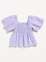 Flutter-Sleeve Smocked Top for Girls