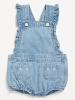 Ruffle-Trim Pocket Shortalls for Baby