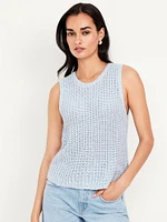 Sleeveless Open-Stitch Sweater