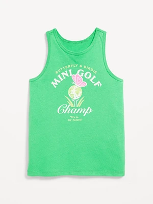 Fitted Back Cutout Graphic Tank Top for Girls