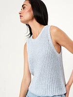 Sleeveless Open-Stitch Sweater