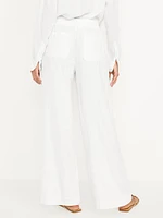 High-Waisted Linen-Blend Wide-Leg Pants