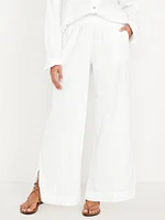 High-Waisted Crinkle Gauze Super Wide-Leg Pants