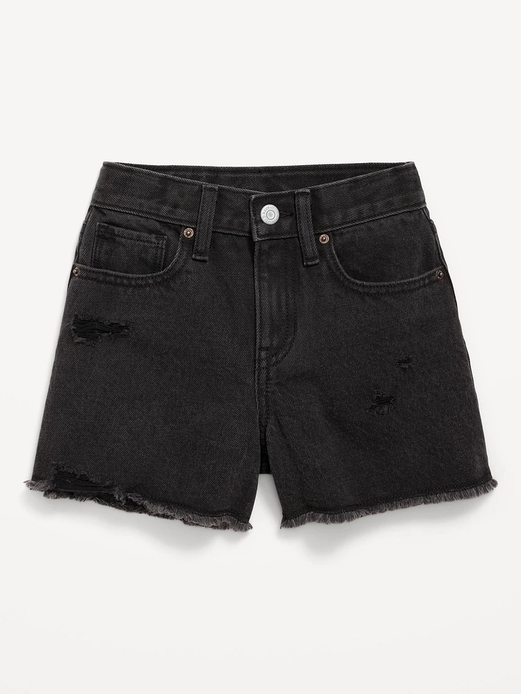 High-Waisted Ripped Frayed-Hem Jean Shorts for Girls