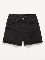 High-Waisted Ripped Frayed-Hem Jean Shorts for Girls