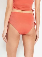 Mid-Rise Side-Tie Shine Bikini Swim Bottoms
