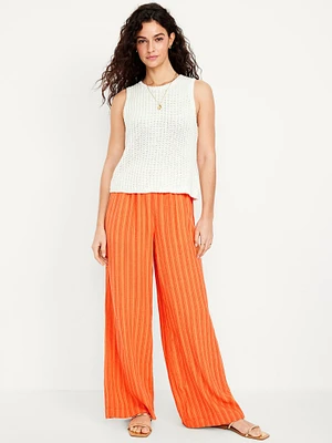 High-Waisted Linen-Blend Super Wide-Leg Pants