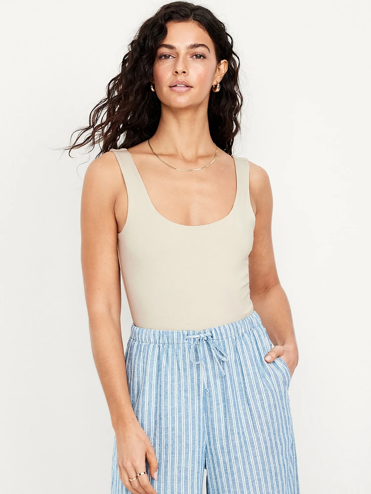 Double-Layer Scoop-Neck Bodysuit