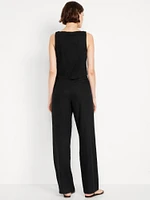 Extra High-Waisted Linen-Blend Taylor Wide-Leg Trouser Pants