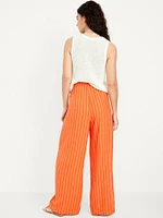 High-Waisted Linen-Blend Super Wide-Leg Pants