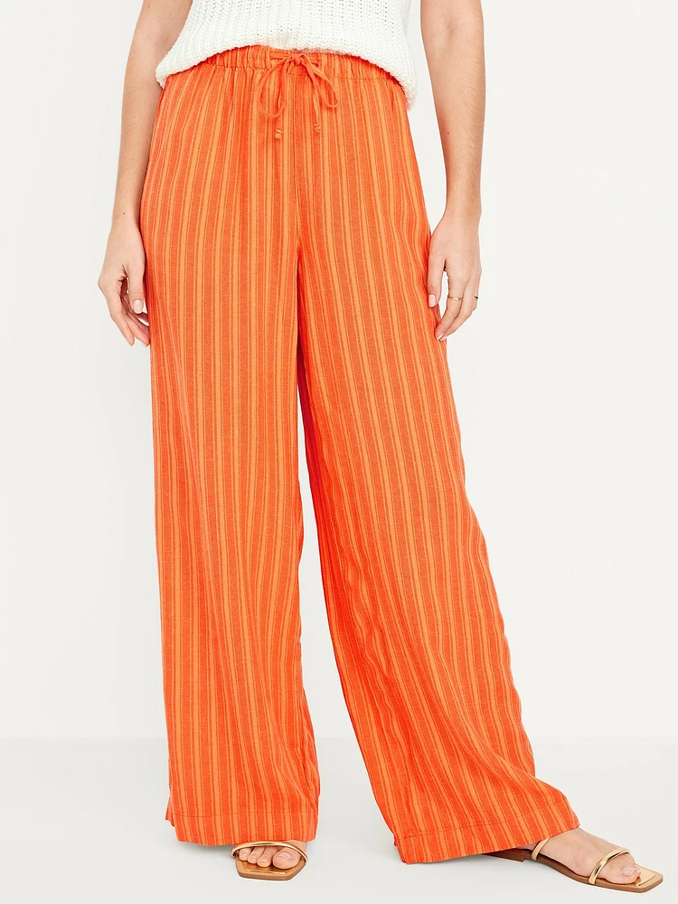 High-Waisted Linen-Blend Super Wide-Leg Pants