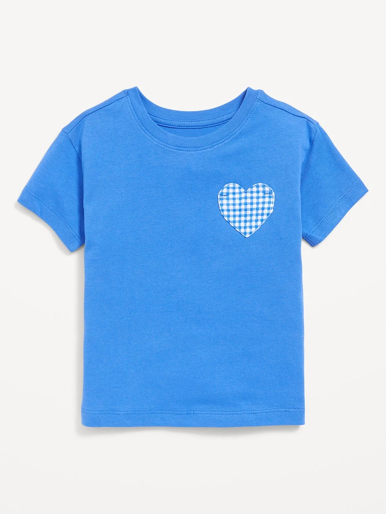 Short-Sleeve Heart-Pocket T-Shirt for Toddler Girls