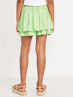 Printed High-Waisted Swing Skort for Girls