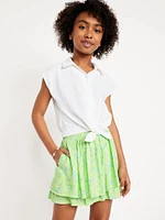Printed High-Waisted Swing Skort for Girls