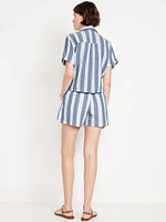 High-Waisted Crinkle Gauze Shorts -- 4-inch inseam