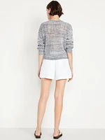 High-Waisted Crinkle Gauze Shorts -- 4-inch inseam