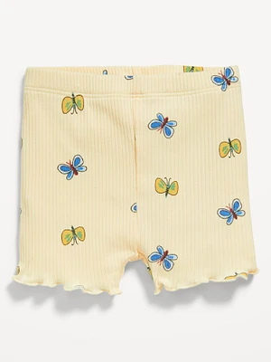 Ribbed Lettuce-Edge Biker Shorts for Baby