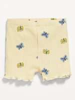Ribbed Lettuce-Edge Biker Shorts for Baby