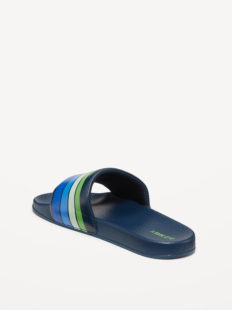 Gender-Neutral Faux-Leather Pool Slide Sandals for Kids