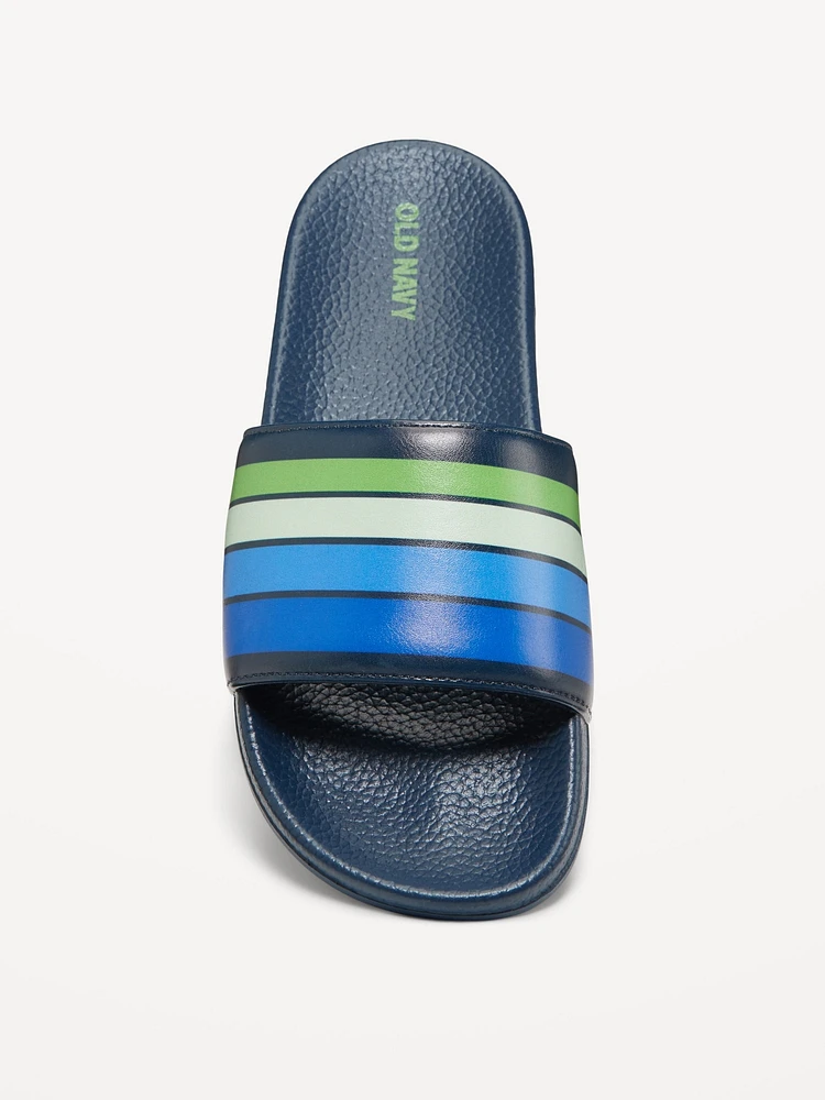 Gender-Neutral Faux-Leather Pool Slide Sandals for Kids