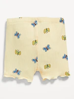 Ribbed Lettuce-Edge Biker Shorts for Baby