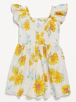 Printed Flutter-Sleeve Smocked Dress for Toddler Girls