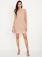 Linen-Blend Mini Shift Dress
