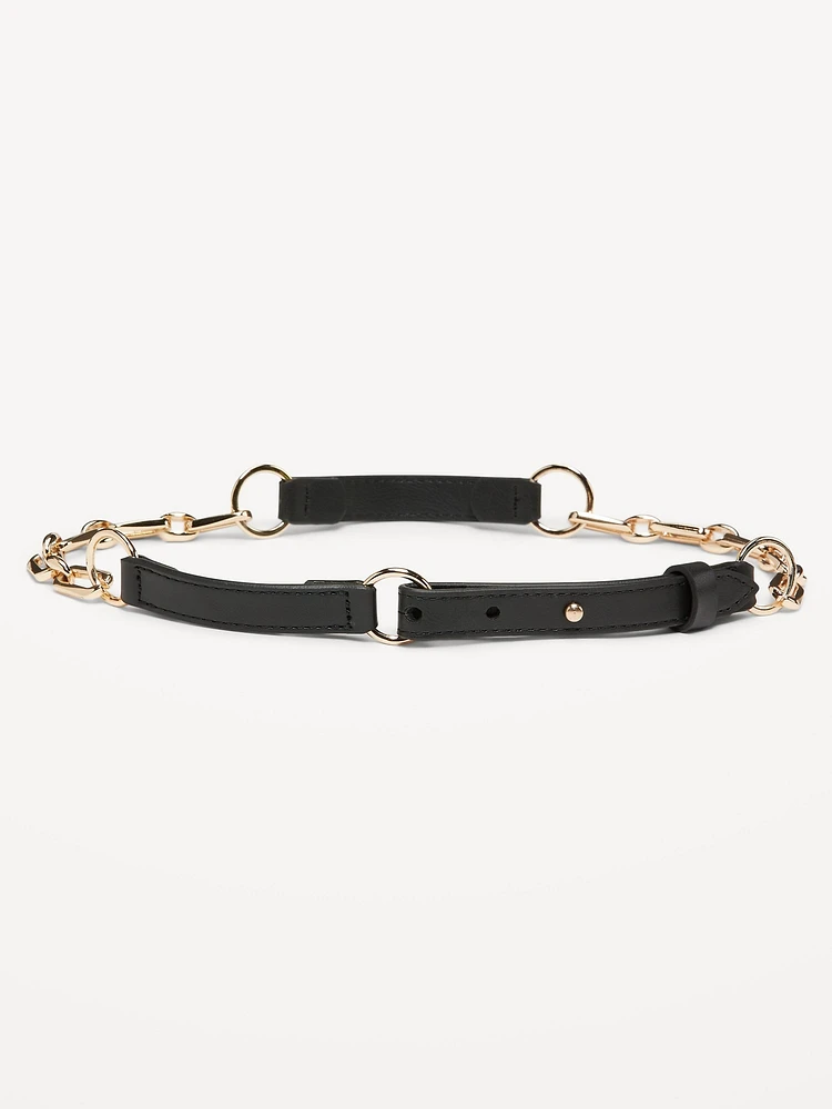 Faux Leather Chain Belt for Women